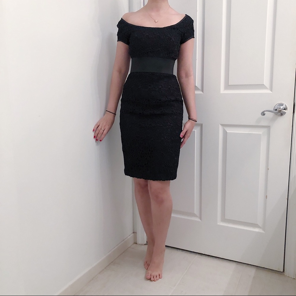 White | Black embroidered dress